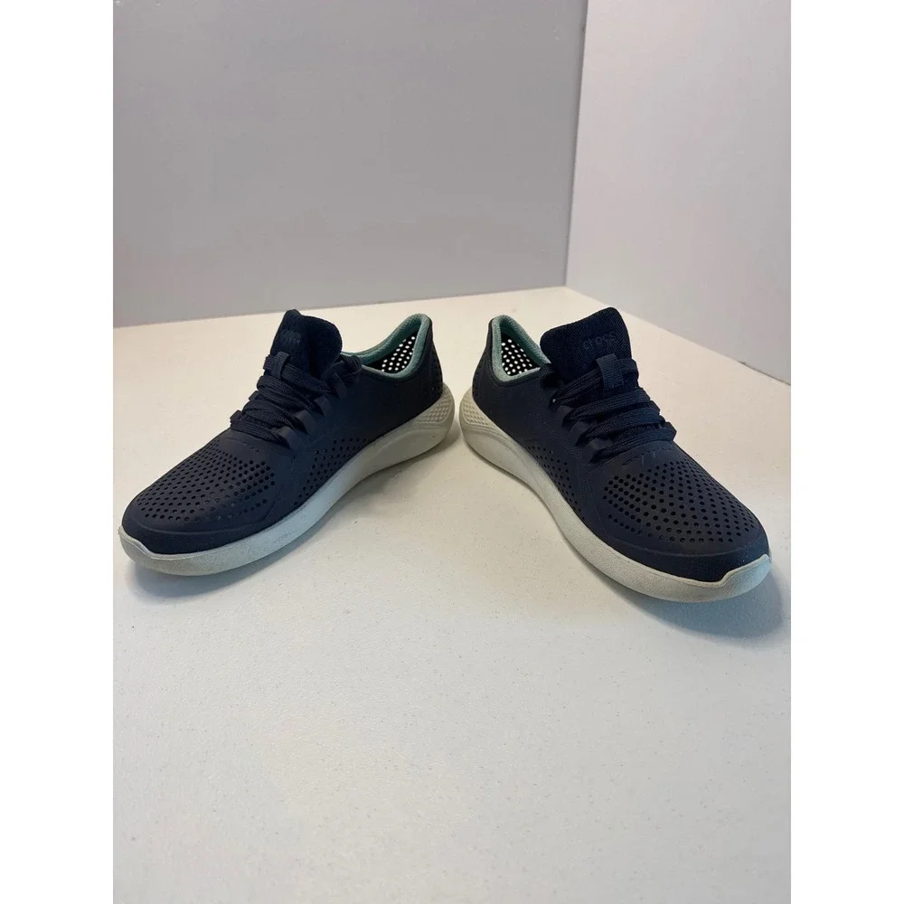 Crocs LiteRide Pacer Navy Blue Light Blue Sneakers 205234 Women Size 6